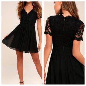 Lulu's Angel in Disguise Black Lace Skater Dress